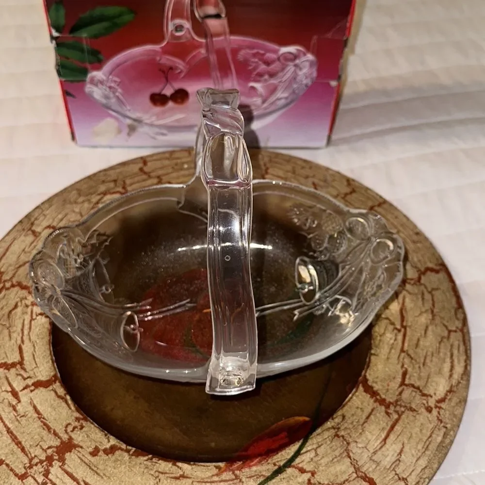 Mikasa Holiday Bells Handled Crystal Basket